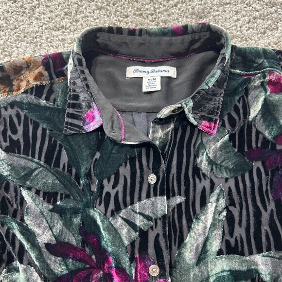 Tommy Bahama Womens Medium Velvet Floral Button-Up Shirt Multicolor - Picture 2 of 9